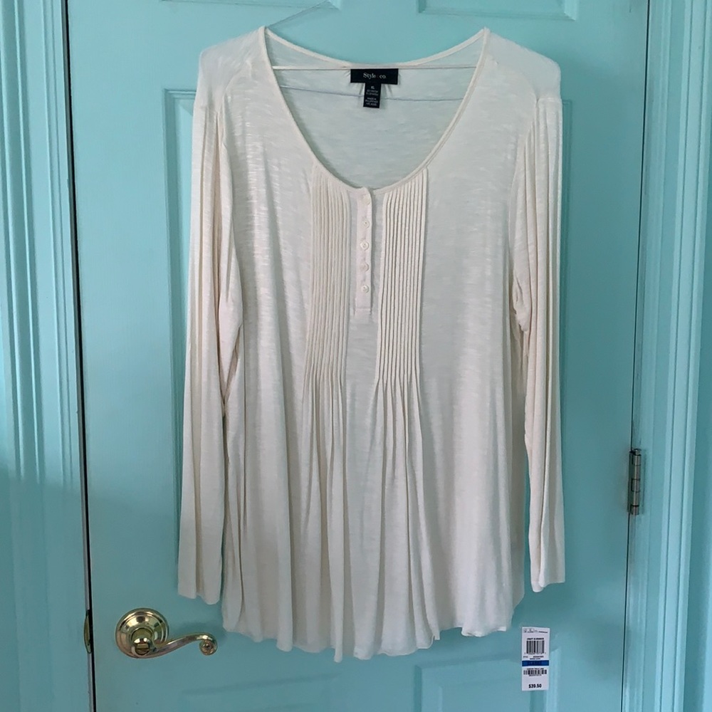 Style & Co. Women’s White Long Sleeve Blouse Size XL